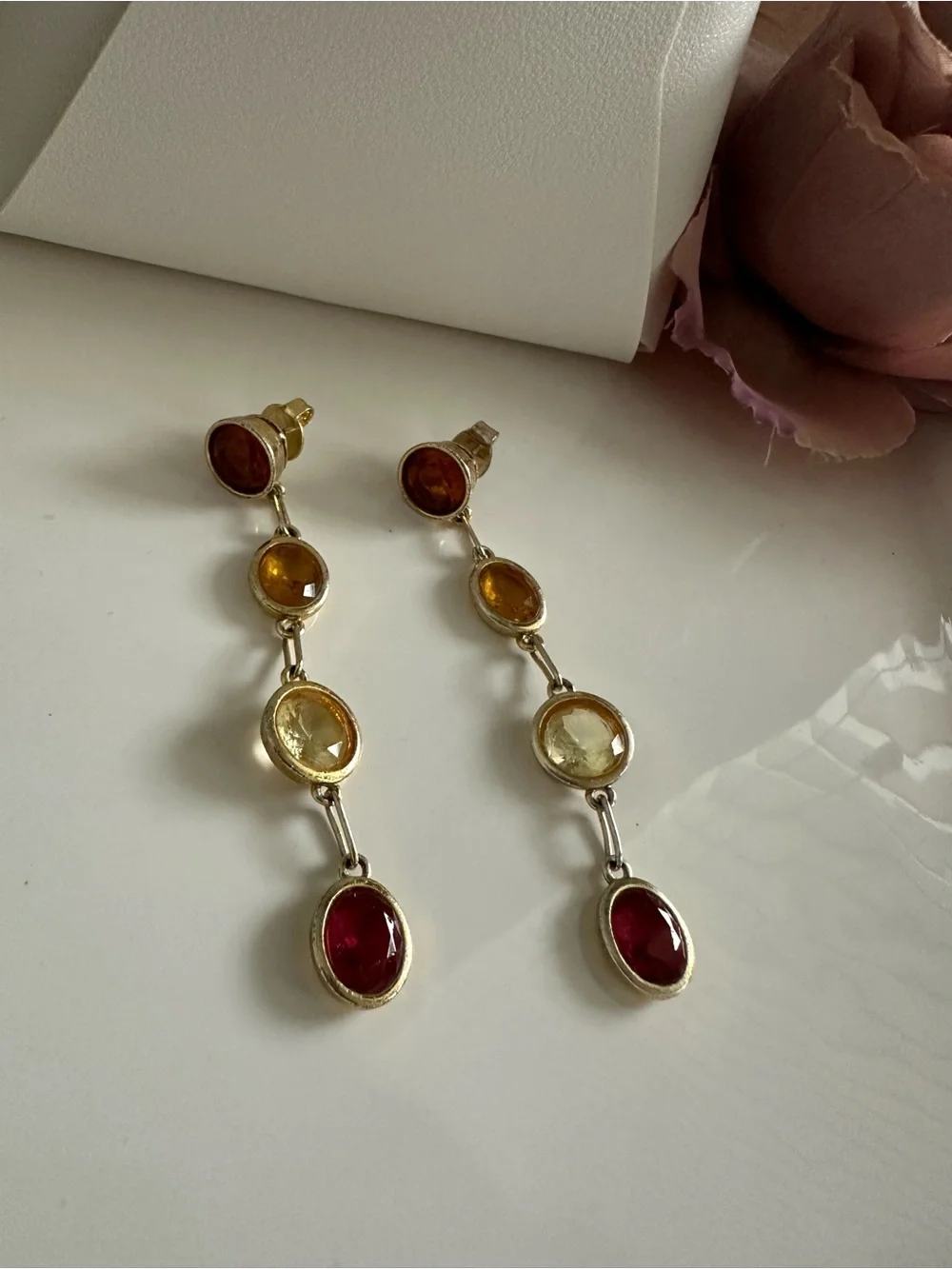 Lizzie Fortunato City Of Gems Earrings Linear Earrings Red Orange